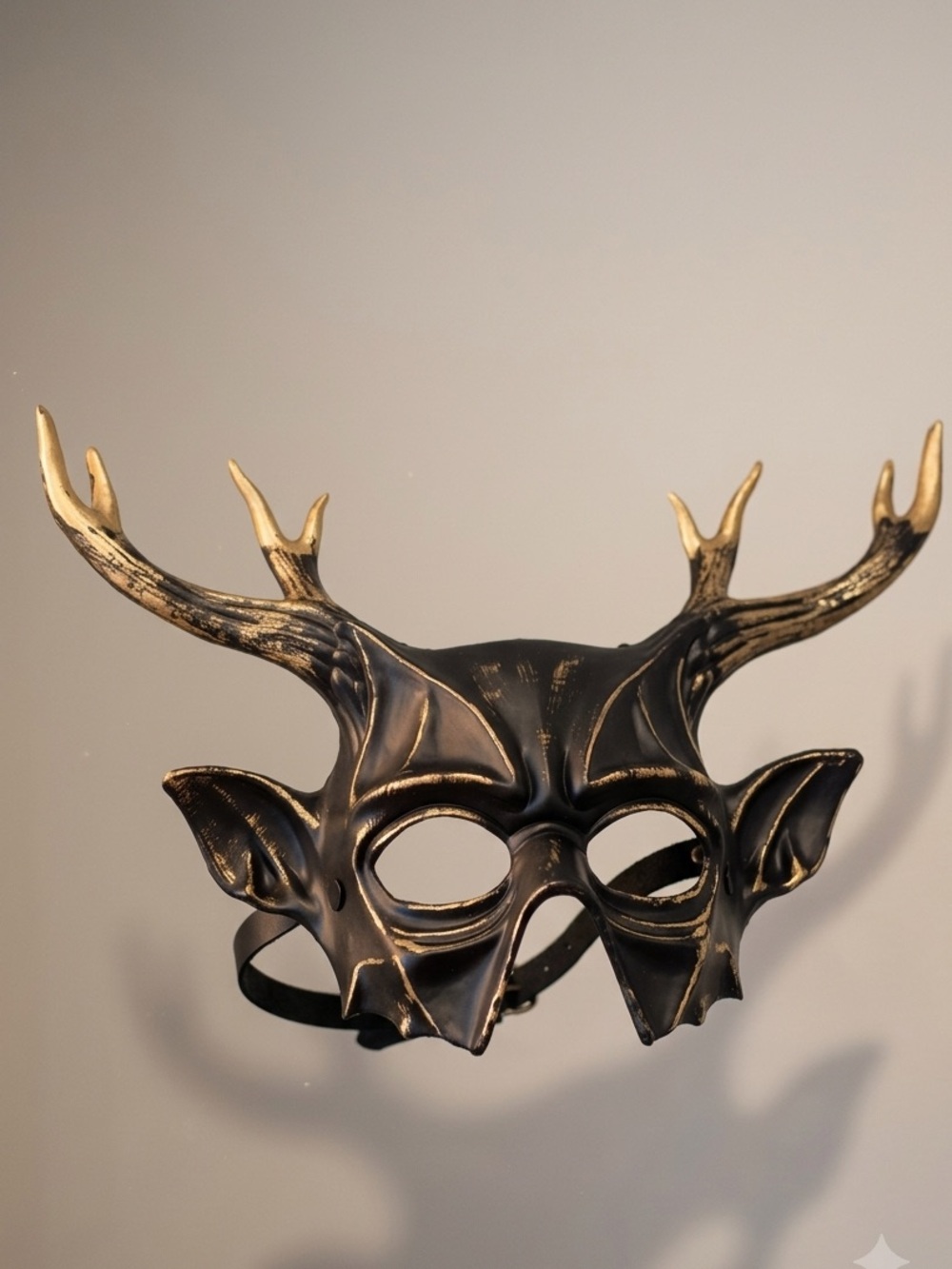 Gold & Black Deer Masquerade Mask